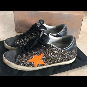 Golden Goose Superstar Gold Glitter/Orange Star